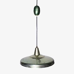 Vintage Green Metal Ceiling Lamp, 1950s