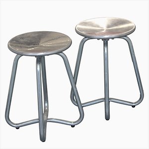 Minimalistische Runde Hocker aus Aluminium, 2er Set