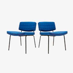 Royal Blue Chairs by Pierre Guariche for Meurop, 1950s, Set of 2
