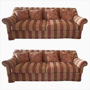 Red & Brown Camel 2-Seater Sofa, Set of 2