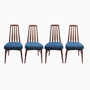 Danish Teak Model Eva Upholstered Dining Chairs attributed to Niels Kofoed, 1960s, Set of 4