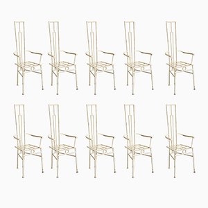 French Garden Chairs, 1950, Set of 10
