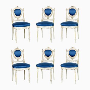 Italian Gustavian Style Dining Chairs and Sofa, Set of 6