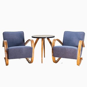 H-269 Armchairs and Coffee Table by Jindřich Halabala for Up Závody, 1930s, Set of 3