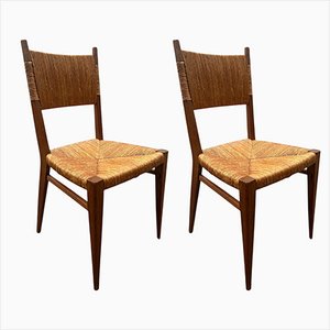 Stroh Stühle von Marcel Gascoin, 1950er, 2er Set