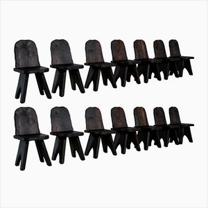 Brutalist Chairs, France, 1950s, Set of 14