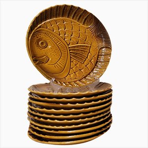 Vintage French Plates from Ateliers Du Revernay Ceramics, Set of 11
