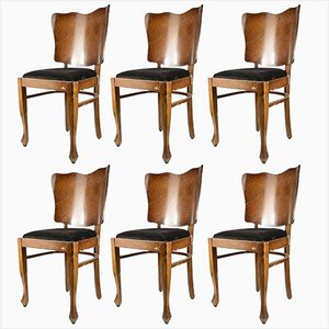 Art Deco Chairs, 1920s, Set of 6