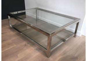 Large Chrome Coffee Table, 1970s