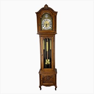 Vintage French Longcase Grandfather Clock in Oak