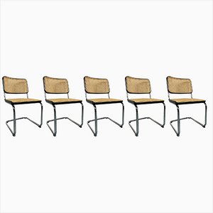 S32 Cantilever Chairs with Viennese Braid by Marcel Breuer for Thonet, 1985, Set of 5