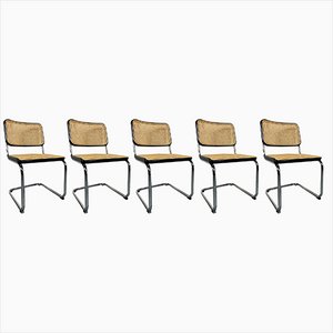 Sedie cantilever S32 con treccia viennese di Marcel Breuer per Thonet, 1985, set di 5