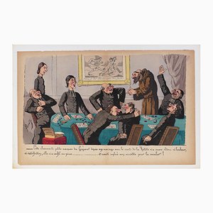 Edmond Lavrate, A Satirical Scene, Lithograph, 1860s