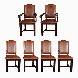 Sheep Leather Dining Chairs, Set of 6