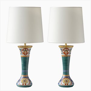 Arnhem Art Nouveau–Art Deco Table Lamps, New Shades, Set of 2