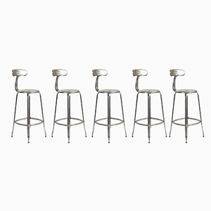 Industrial Bar Stools with Whale Back, Set of 5