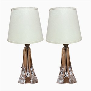 Daum France Crystal Table Lamps, 1960, Set of 2
