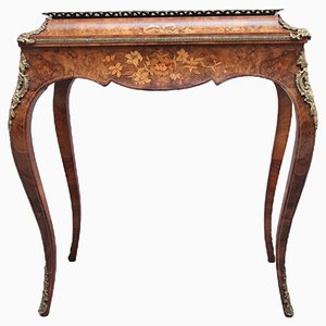 19th Century Burr Walnut and Marquetry Side Table, 1870s