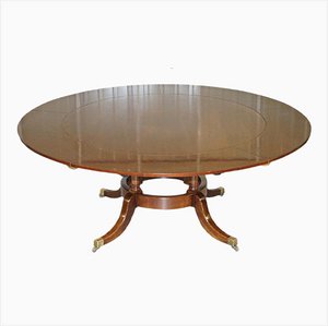 Vintage Hardwood Extendable Round Jupe Dining Table with Extensions