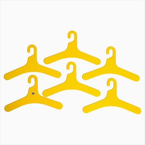 Yellow Plastic Hangers by Ingo Maurer for Design M, 1970s, Set of 6