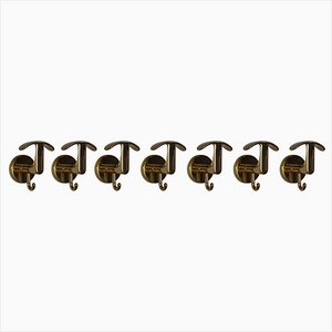 Brass Coat Hangers, Italy, 1970s, Set of 7