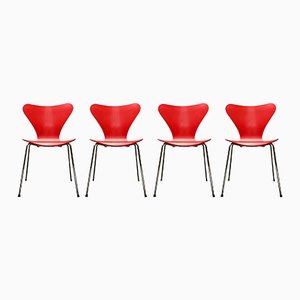 Sillas modelo 3107 de Arne Jacobsen para Fritz Hansen, Dinamarca, 1997. Juego de 4