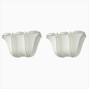 Vintage White Sconces, 1940s, Set of 2