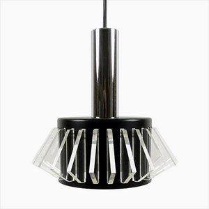 Lampe à Suspension Space Age en Verre Acrylique et Métal, 1970s