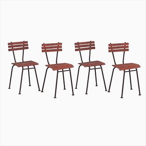 Vintage Red Garden Chairs, 1920, Set of 4