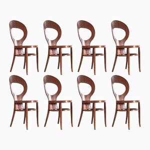 French Baumann Bentwood Dark Moutte Dining Chairs, 1960s, Set of 8