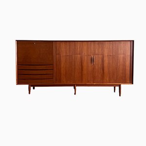 Credenza Mid-Century moderna in teak con ante scorrevoli di Arne Vodder per Sibast, Danimarca
