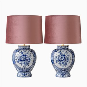 Large Vintage Victoria & Albert Delft Blue Vase Table Lamps from Regina, 1930s, Set of 2