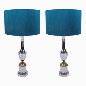 Mid-Century Chrome Table Lamps, Set of 2