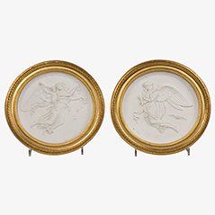 Antique Biscuit Medallions, 19th Century, Set of 2