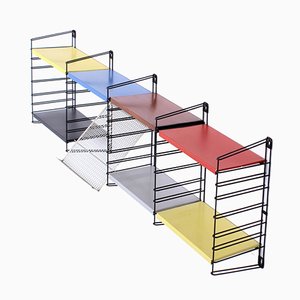Small Colored Metal Wall Racks by A.D. Dekker for Tomado, 1950s, Set of 14