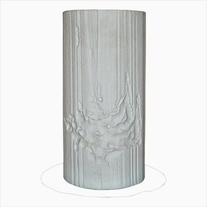 Grand Vase Sculpture Op Art en Biscuit Blanc par Heinrich Fuchs pour Hutschenreuther, 1970