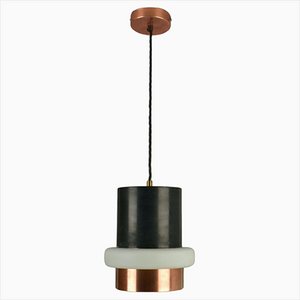 Modern Pendants in Black Metal, Copper and Glass by Philips, 1960s, Set of 2