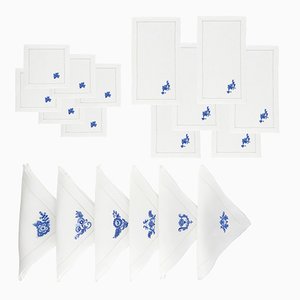 Delft Flowers Napkins, Cocktail Napkins, & Coasters by The NapKing for Bellavia Ricami SPA, Set of 6