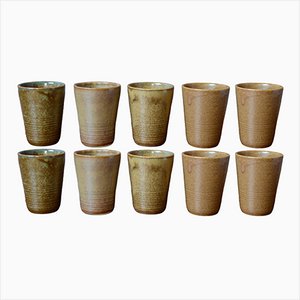 Cups in Ceramic from Digoin, 1960s, Set of 10