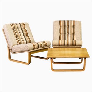 Vintage Lounge Chairs and Coffee Table, Set of 3