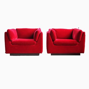 Roter Mid-Century Sessel von Metropolitan of San Francisco mit Knoll Textile, 1980er