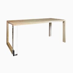 Limed Oak and Acrylic Glass Table by Paul Kelley