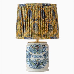 Tichelaar Makkum Delft Virginia Tobacco Jar Table Lamp, New Silk Lampshade