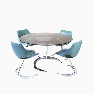 Table et Chaises de Salle à Manger Modèle Scimitar Space Age par Boris Tabacoff pour Mobilier Modular Moderne, 1970s, Set de 5