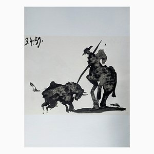 Pablo Picasso, Corrida Scene: Matador & Bull, Litografia originale fronte-retro, 1961