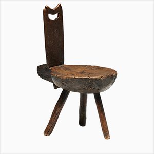 Silla alpina trípode Wabi Sabi brutalista, Francia, siglo XIX