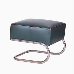 Bauhaus Stool in Chrome & Leather attributed to Robert Slezák, Czech, 1930s
