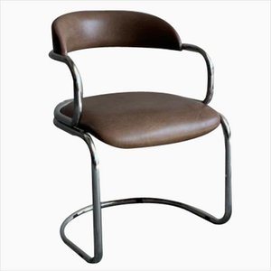 Vintage Italian Chrome and Skai Armchair, 1970s