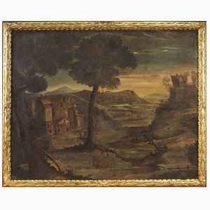 Artiste Italien, Paysage, 1750, Huile sur Toile, Encadrée