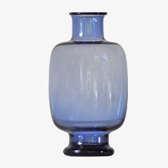 Mid Century Blaue Safir Vase von Per Lütken für Holmegaard, 1960er